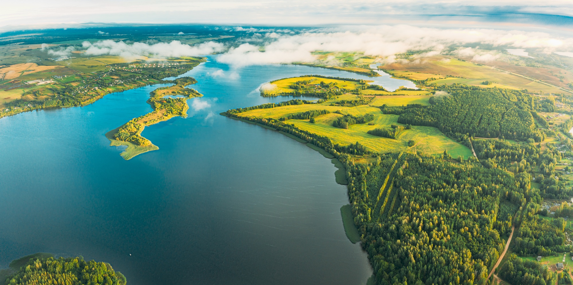 Lyepyel District, Lepel Lake, Beloozerny District, Vitebsk Region. Aerial View Of Residential Area